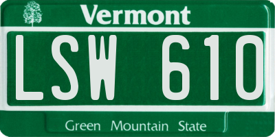 VT license plate LSW610