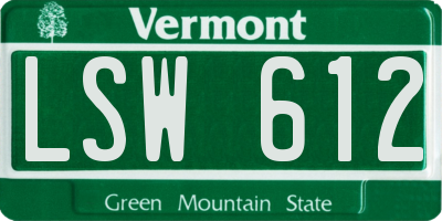 VT license plate LSW612
