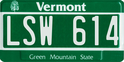 VT license plate LSW614