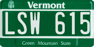 VT license plate LSW615
