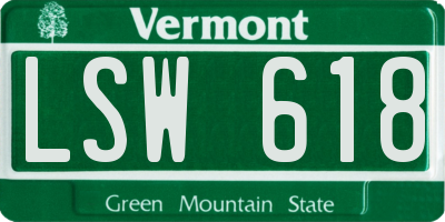 VT license plate LSW618