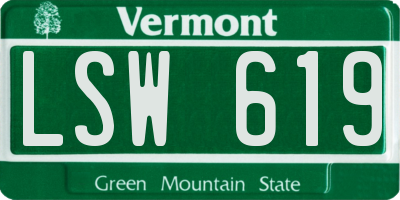 VT license plate LSW619