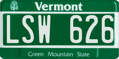 VT license plate LSW626