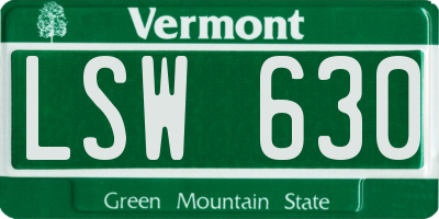 VT license plate LSW630
