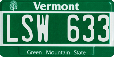 VT license plate LSW633