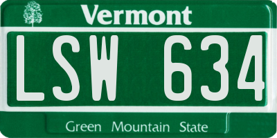 VT license plate LSW634