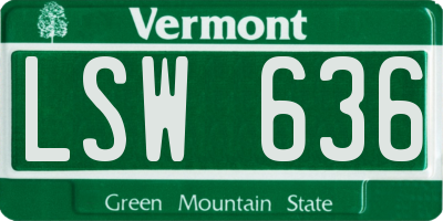 VT license plate LSW636