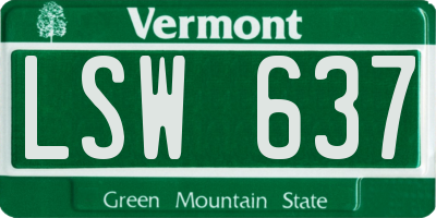 VT license plate LSW637
