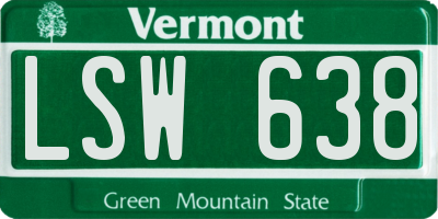 VT license plate LSW638