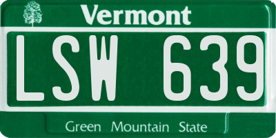VT license plate LSW639