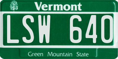 VT license plate LSW640
