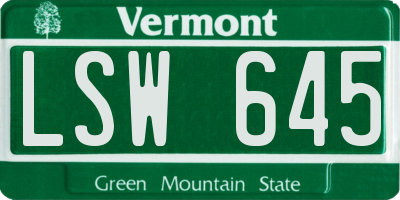 VT license plate LSW645