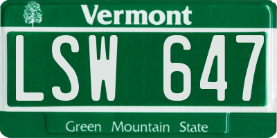 VT license plate LSW647