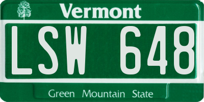 VT license plate LSW648