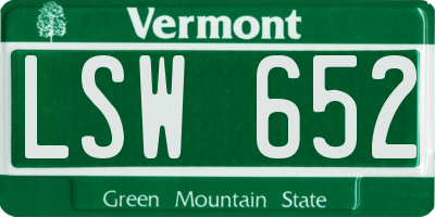 VT license plate LSW652