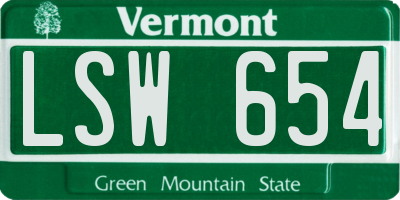 VT license plate LSW654