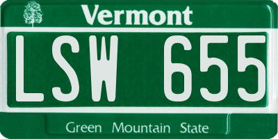 VT license plate LSW655