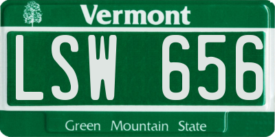 VT license plate LSW656