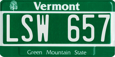 VT license plate LSW657