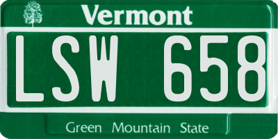 VT license plate LSW658