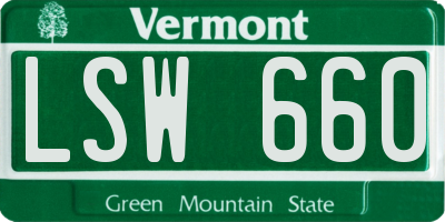 VT license plate LSW660