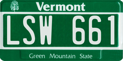 VT license plate LSW661