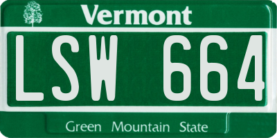 VT license plate LSW664