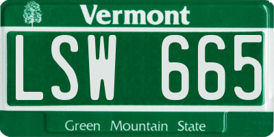 VT license plate LSW665