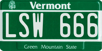 VT license plate LSW666