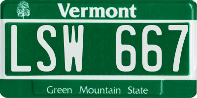 VT license plate LSW667