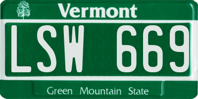VT license plate LSW669