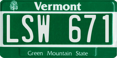 VT license plate LSW671