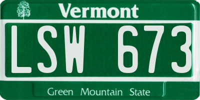 VT license plate LSW673