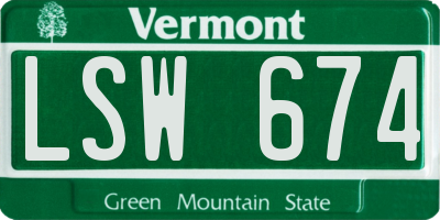 VT license plate LSW674