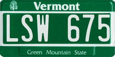 VT license plate LSW675