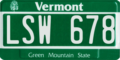 VT license plate LSW678