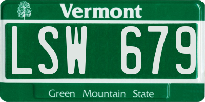 VT license plate LSW679