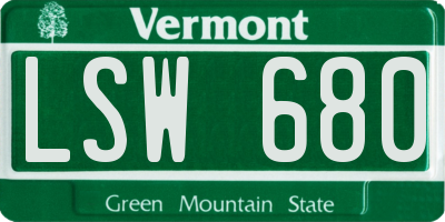 VT license plate LSW680