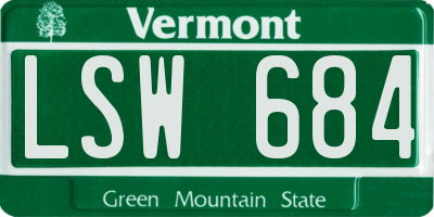 VT license plate LSW684