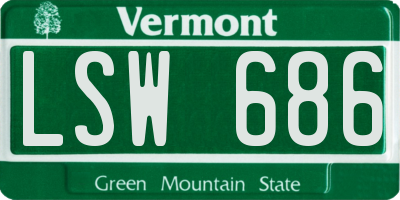 VT license plate LSW686