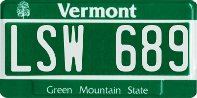 VT license plate LSW689