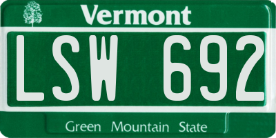 VT license plate LSW692