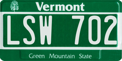 VT license plate LSW702