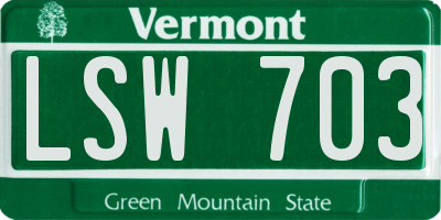VT license plate LSW703