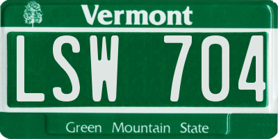 VT license plate LSW704