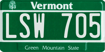 VT license plate LSW705