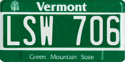VT license plate LSW706