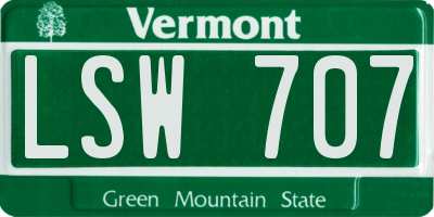 VT license plate LSW707