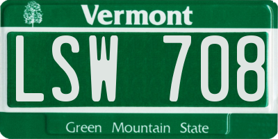 VT license plate LSW708