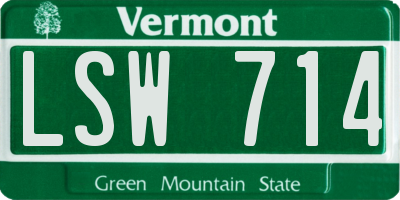 VT license plate LSW714